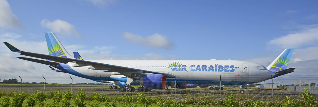 Stored Air Caraibes airliners at the Chateauroux Airport